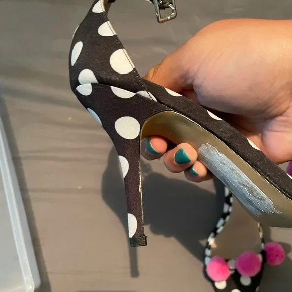 Betsey Johnson Black and Pink Polka Dot Heels - Picture 3 of 3